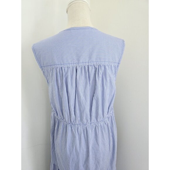 Everlane Cotton Tiered Striped Blue White Sleeveless Midi Maxi Dress S Small - Picture 9 of 13
